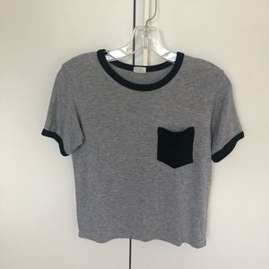 Brandy gray top with black outline